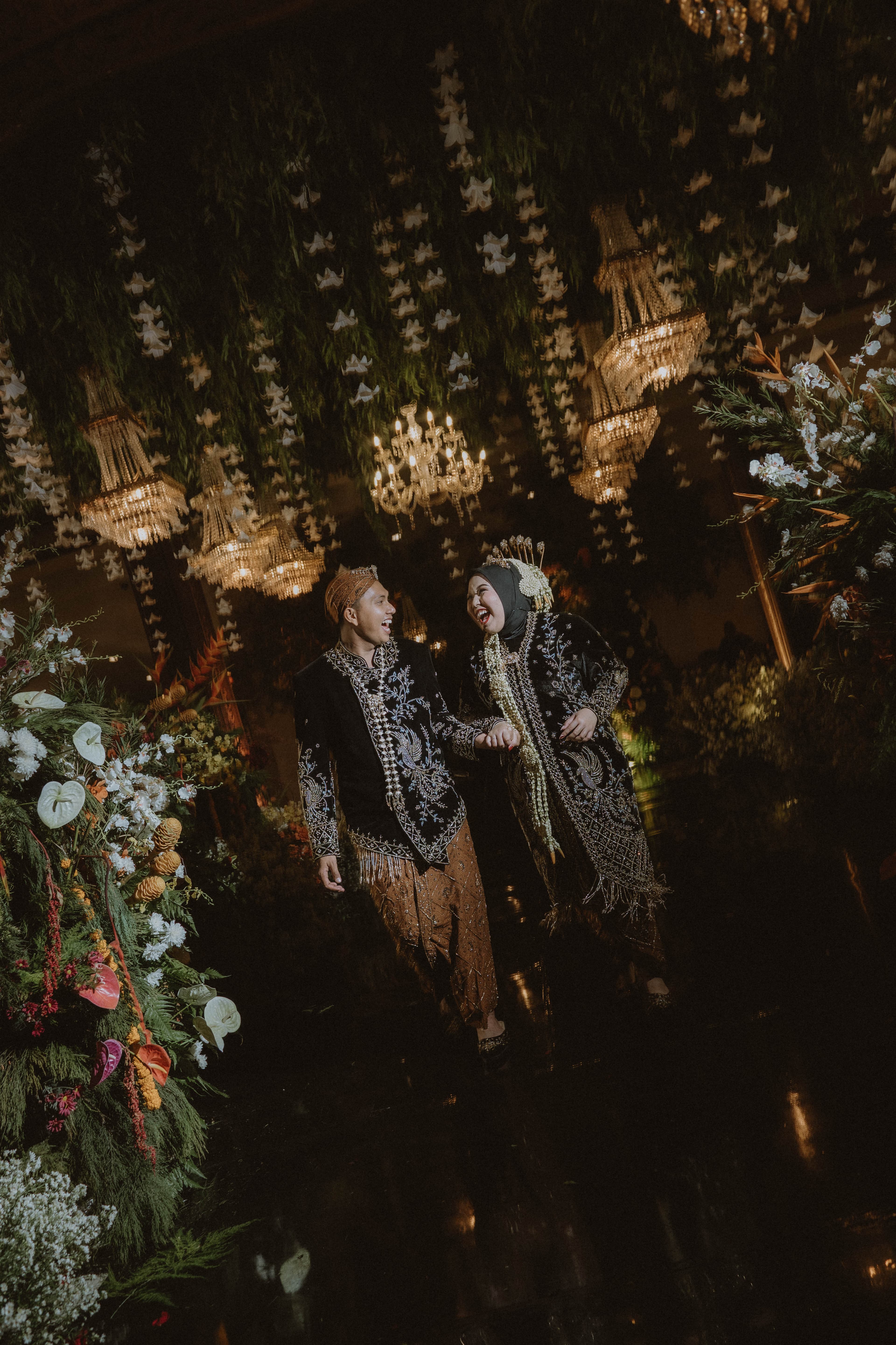 Happy couple walking